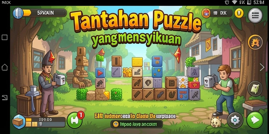 Screenshot gameplay 5ZK menampilkan teka-teki yang menantang dan penuh warna.