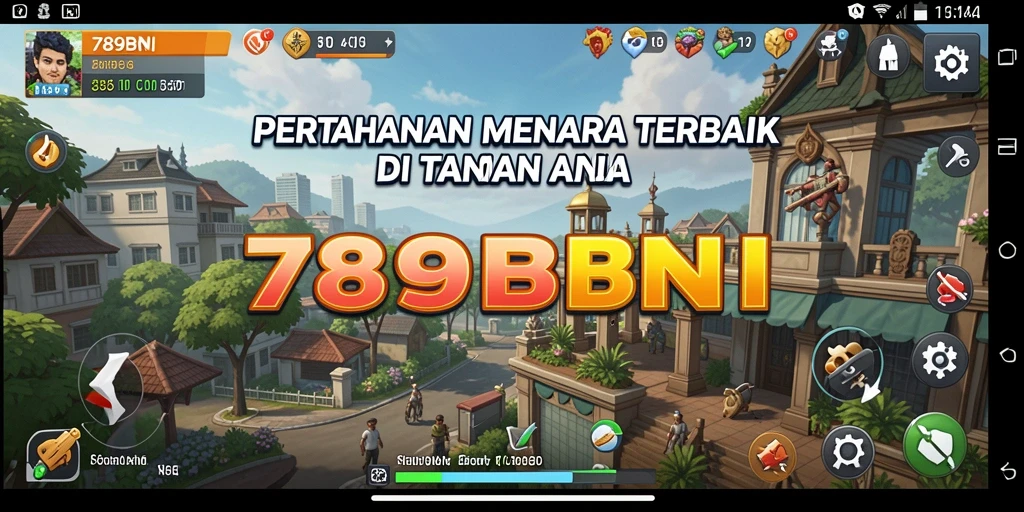 Tangkapan layar utama menampilkan aksi menara dalam permainan Tower Defense.