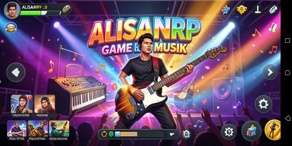 Tampilan gameplay ALISANRP dengan musik yang energik dan tantangan menarik.
