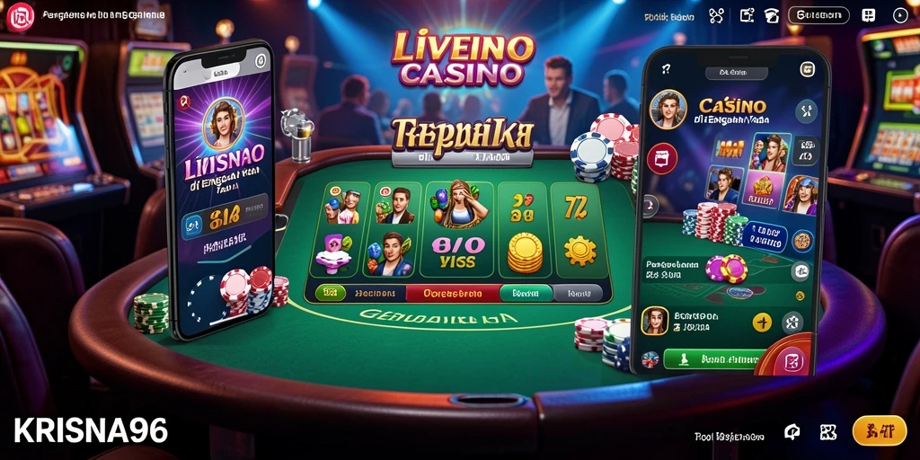 Screenshot gameplay KRISNA96 menampilkan interaksi dealer dan pemain.